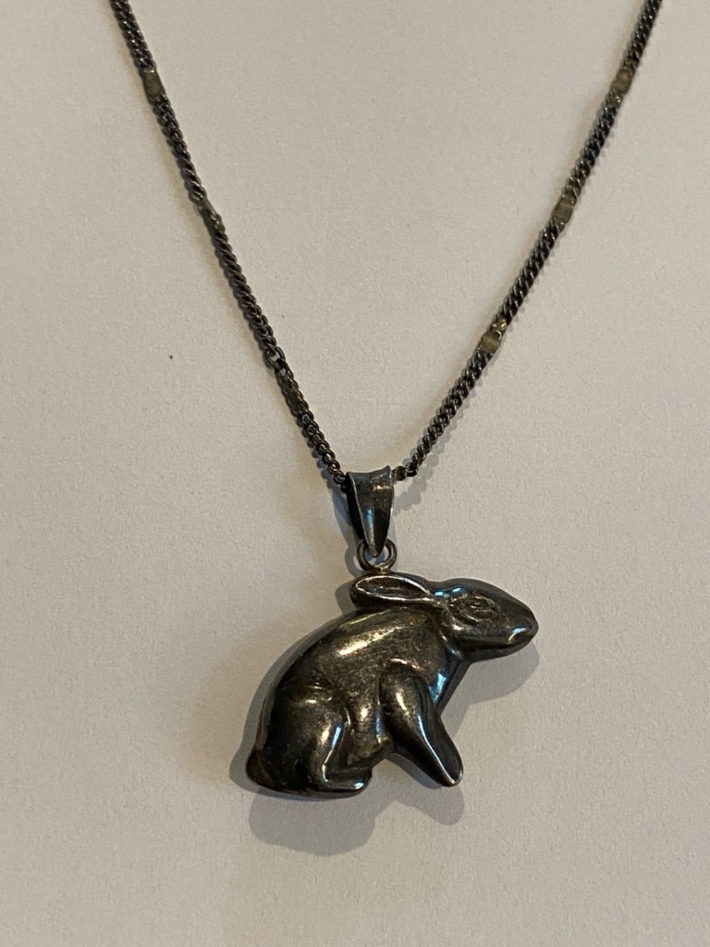 Victorian Sterling Rabbit Pendant Necklace - Picture 3 of 14